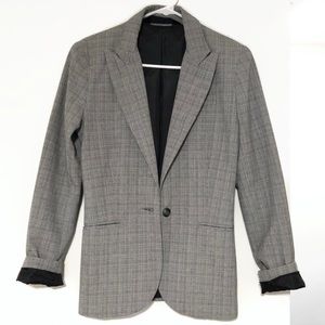 Norma Kamali grey plaid blazer